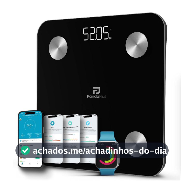 Balança Digital Bioimpedância 180kg Inteligente Bluetooth Smart App IMC Gordura Corporal Panda Plus