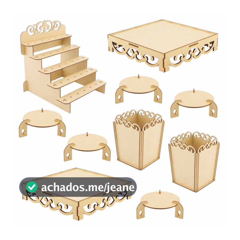 Kit Festa Provençal MDF Arabesco - 10 Peças - Linha Temática