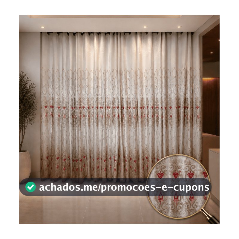 CORTINA BORDADA VOIL LUXO PARA SALA E QUARTO (FORRO DE MICROFIBRA) BORDADO EXCLUSIVO!