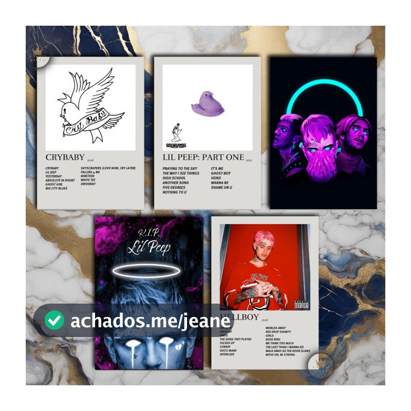 Quadro Decorativo Placas Lil Peep Quadro Discografia Album em MDF 30x20cm Full HD