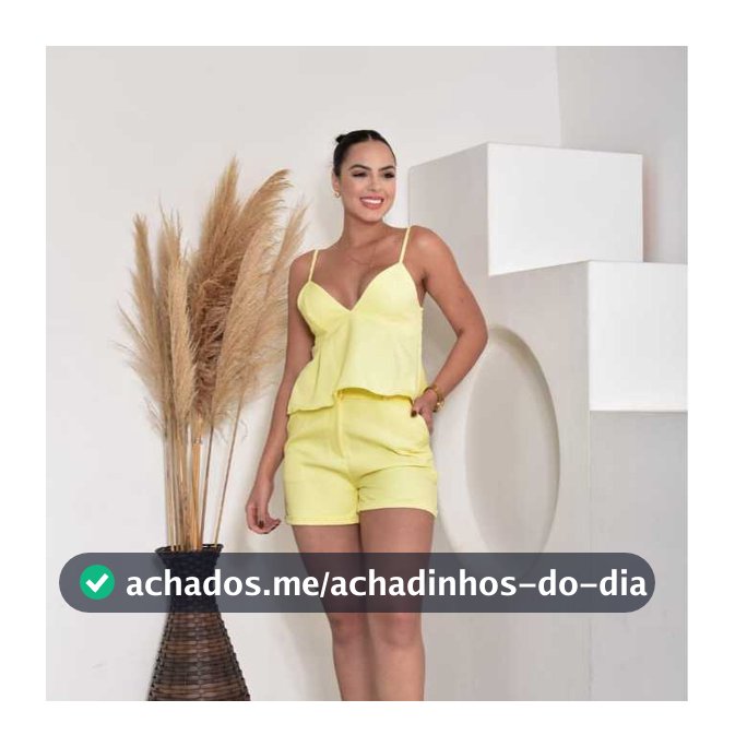 Conjunto Feminino Short +top Cropped Babado Alfaiataria Tendencia