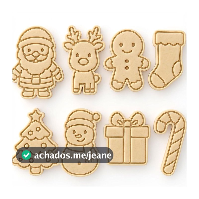 kit com 8 peças de cortador e marcador de biscoitos de natal/papai noel/arvore de natal