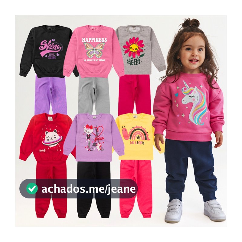 Kit 6 Peças Conjunto Moletom Infantil Menina 1 ao 14 Feminino Inverno Manga Longa Pronta Entrega