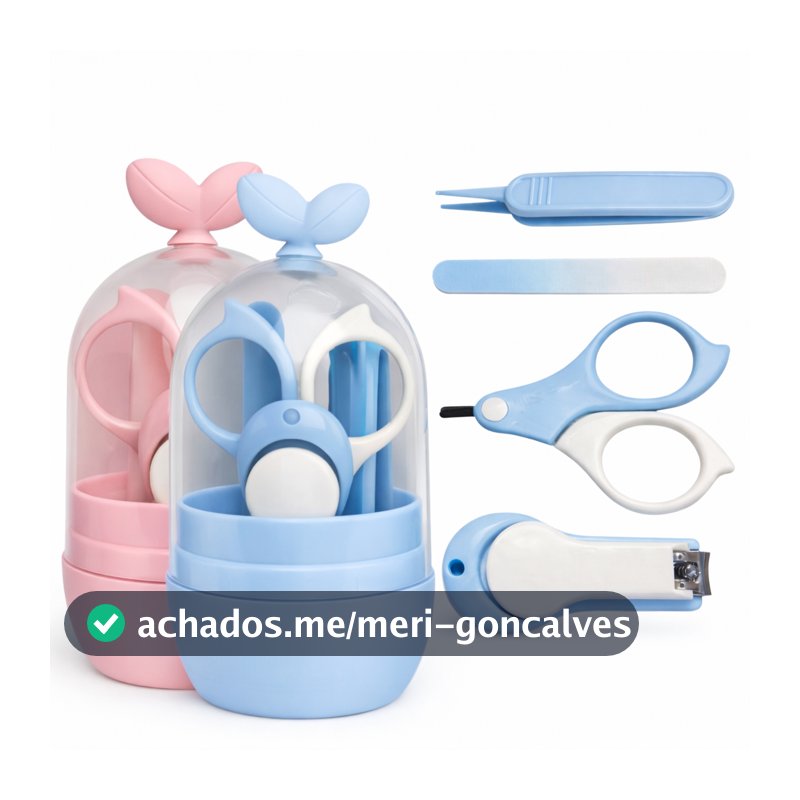 Kit Higiene Bebê Completo Recém Nascido com Tesoura Ponta Redonda Cortador de Unha Infantil Menino Menina