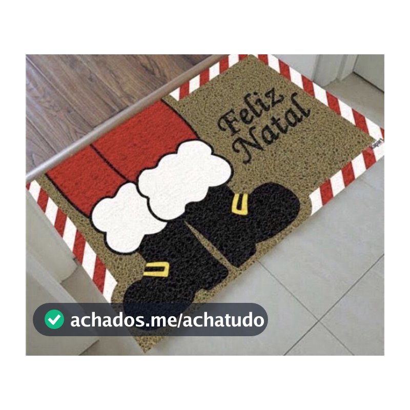 Tapete Capacho Natalino Feliz Natal Botas 60 cm x 40 cm.
