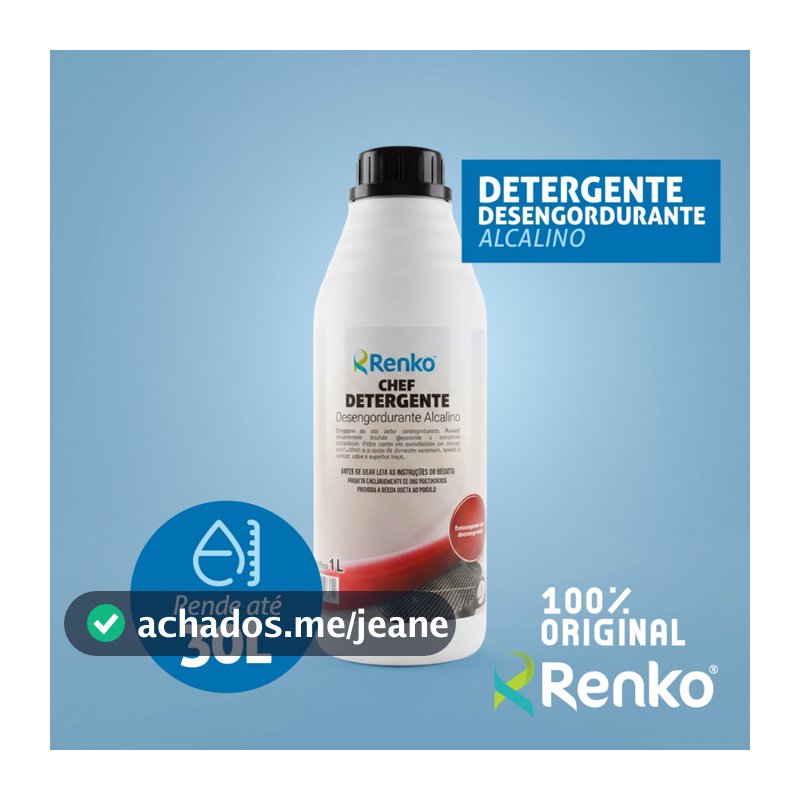 Chef Detergente Desengordurante Alcalino Concentrado 1 Litro - Renko