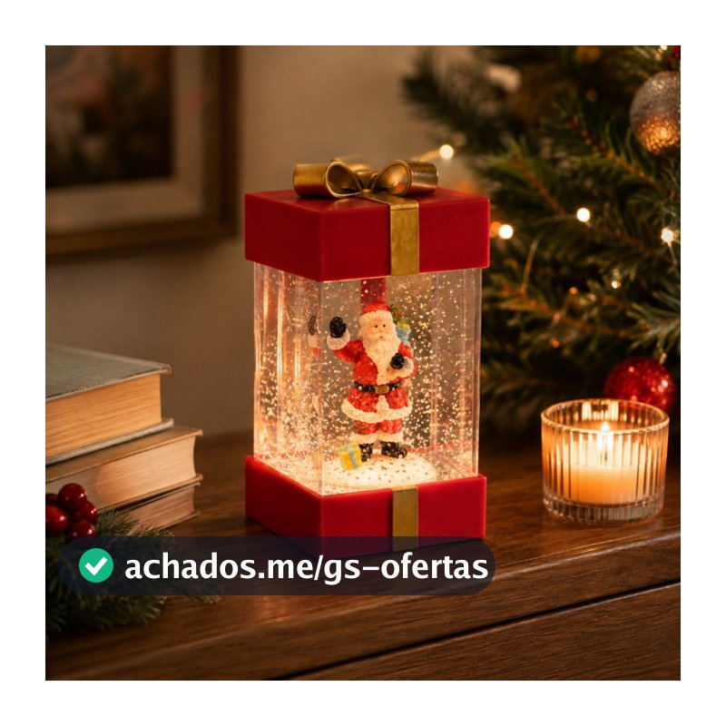 Enfeite Natalino Papai Noel Musical com Led Decoração de Natal
