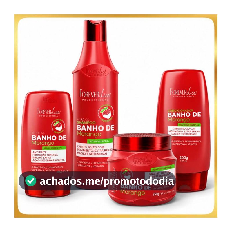 Kit Banho de Verniz Morango Completo Forever Liss PROMOÇÃO