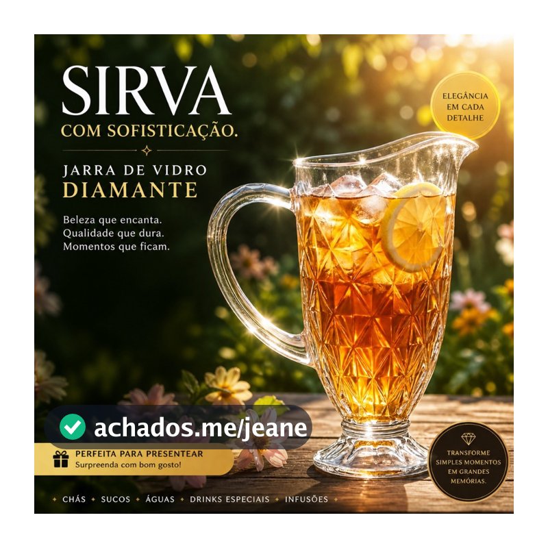 Jarra De Água Suco Vinho Vidro Diamond 1.2L Drinks Diamante Chá Bar Buffet Restaurante