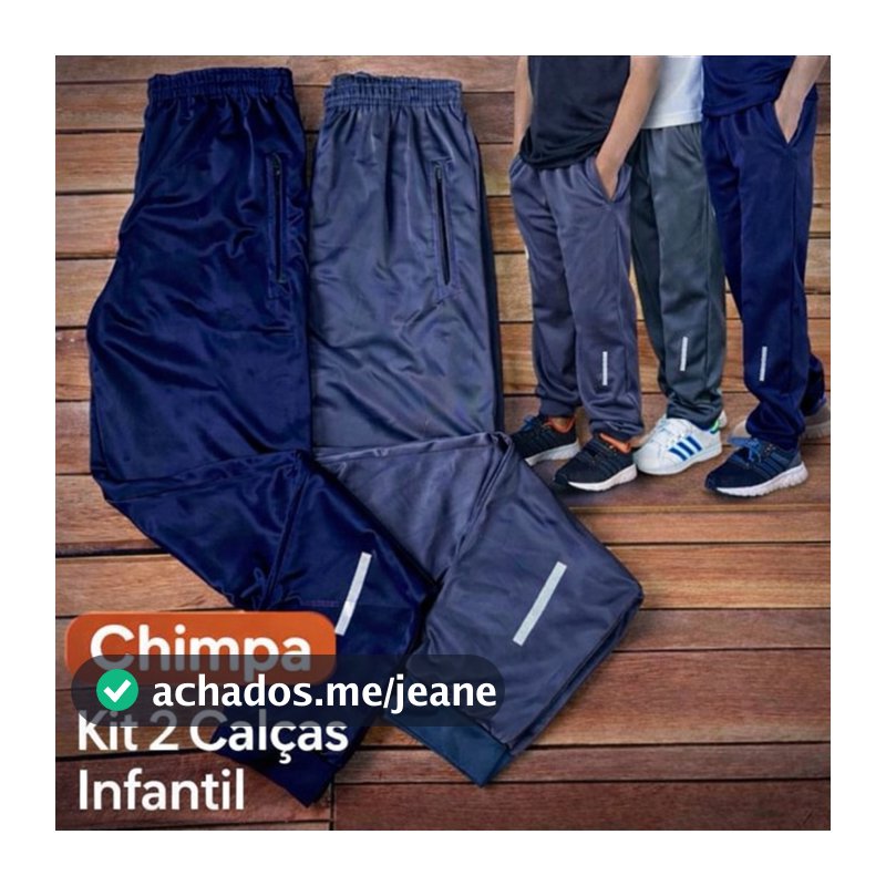 Kit 2 Calças Infantil Juvenil Preta e Azul Escola Inverno Chimpa Flanelado Jogger Tamanho 02 Ao 16