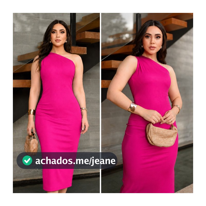 Vestido Feminino Midi Canelado Mula Manca um Ombro só com Fenda