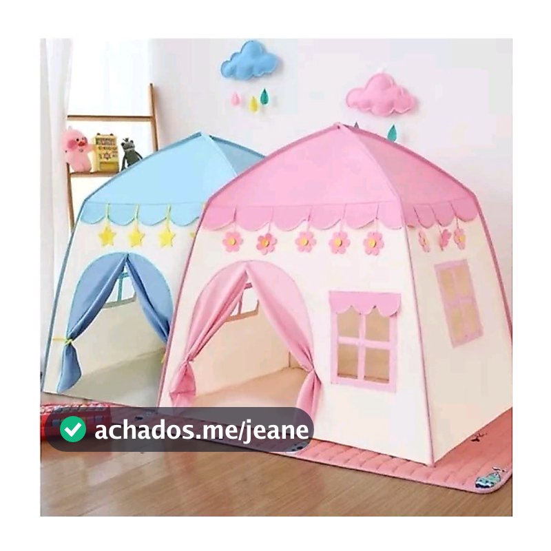 Barraca Tenda Casa Cabana Infantil Azul E Rosa Dobrável Menor Preço Promoção