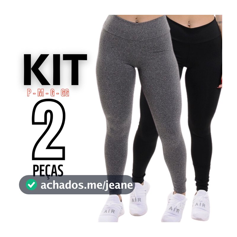 Kit 2 Calças Legging Feminina Leg Suplex Cintura Alta Tecido Grosso Costura Reforçada Fitness Levanta Bumbum