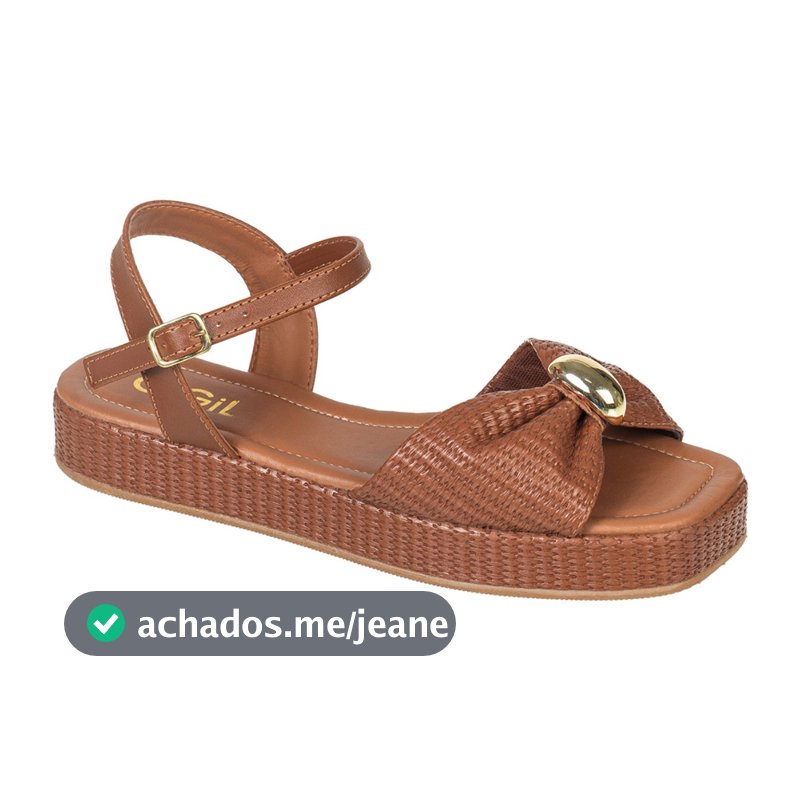 Sandália Flatform Baixa Laço Franzido Detalhe Metalizado Casual Confortável GiGiL