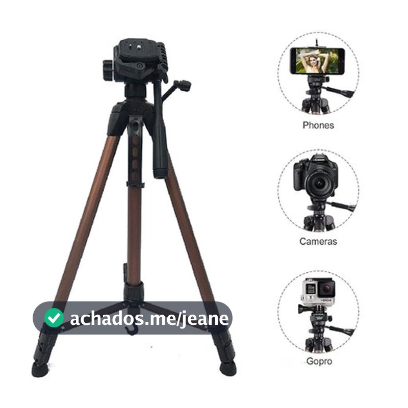 Tripé Profissional Alumínio 140cm Para Câmera Celular Smartphone Suporte Fotográfico Ajustável