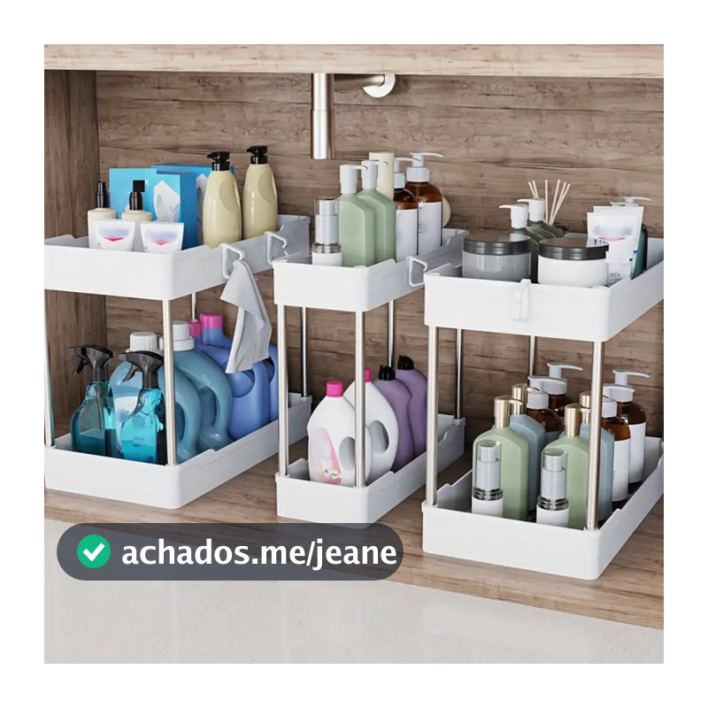 Organizador Prateleira Plástico Multiuso 2 Níveis Andares Banheiro e Cozinha Armário
