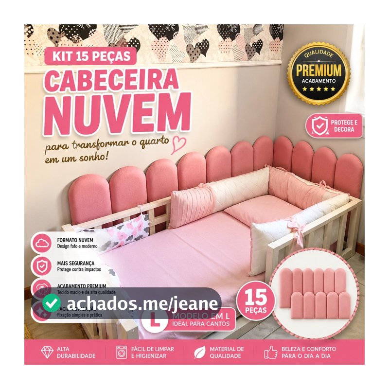 KIT 15 PLACAS PARA CABECEIRA NUVEM DE CAMA DE SOLTEIRO EM L MODULAR