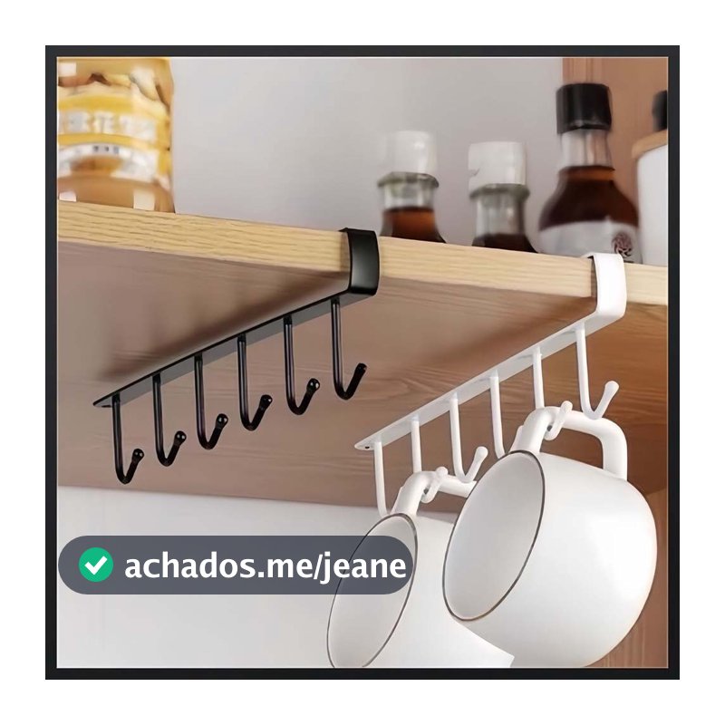 Suporte De Metal Porta Xícaras Canecas Utensílios Em Geral Para Pendurar No Armário