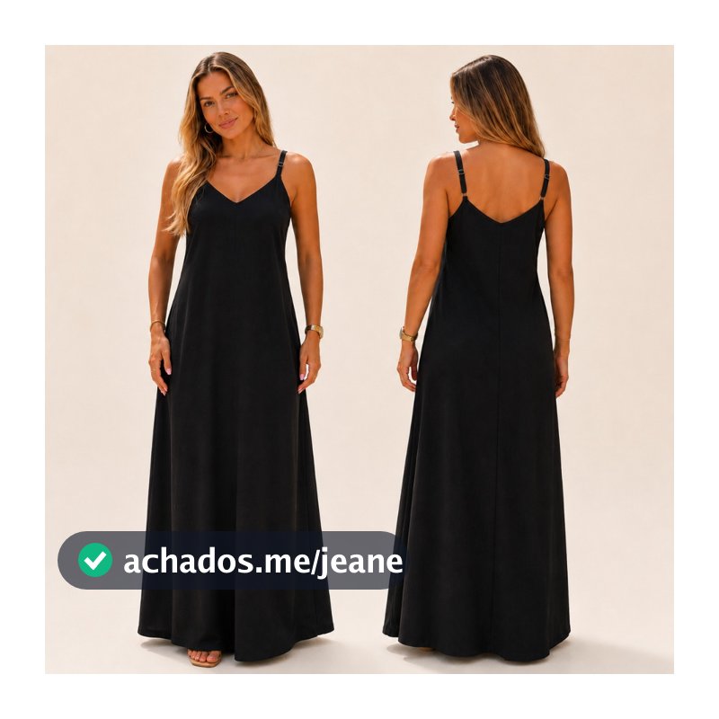 Vestido Longo Feminino Alcinha Regulável Soltinho Duna Forro Decote Verão Alça P ao GG