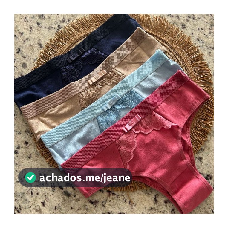 Kit Calcinha de Algodão com Detalhe em Renda Conforto Moda Íntima Feminina