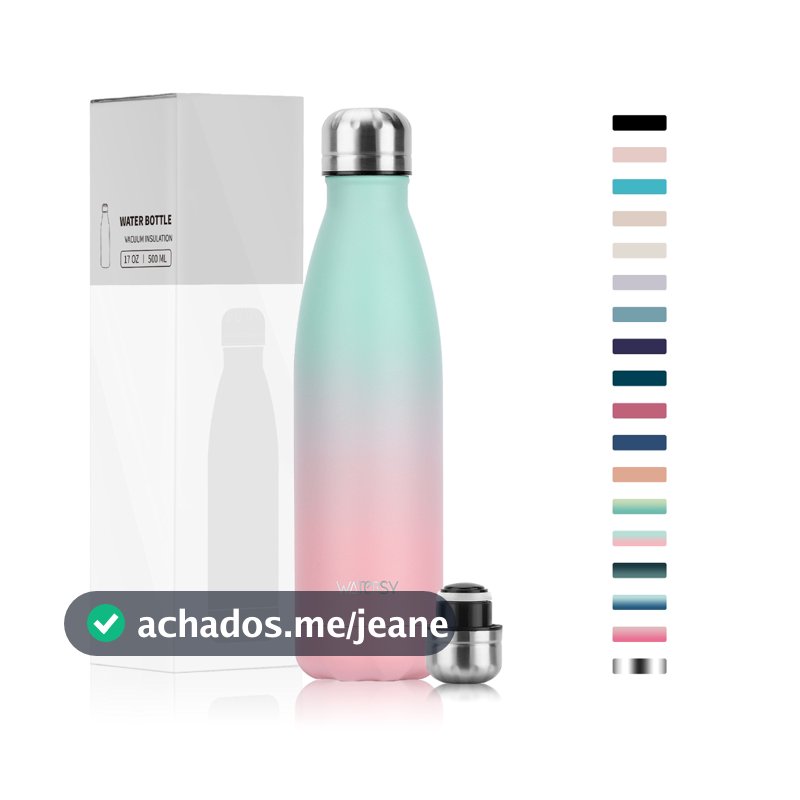 WATERSY Garrafa Térmica 500ml Inox 304 Sem BPA 24h Gelada 12h Quente Portátil Academia Futebol