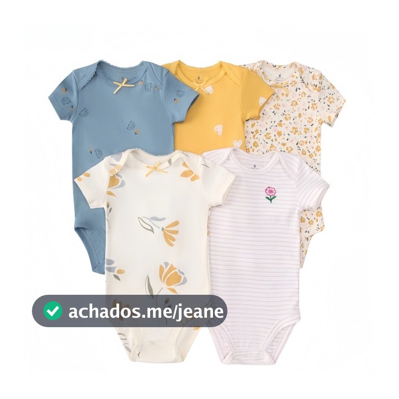 Roupa Íntima para Bebê Menina, Manga Curta, 100% Algodão, 6-24 Meses, Estampa Fofa, Leve e Fresca