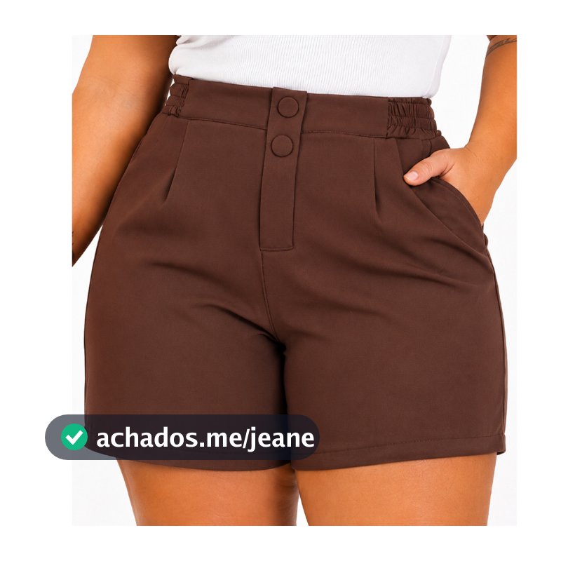 Short Alfaitaria plus Size Premium Cintura Alta Tamanho Grande Social Botão Forrado