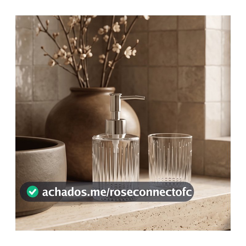 Kit de Banheiro Victoria Prata 2 Peças Dispenser e Porta Escova