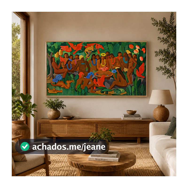 Quadro Tarsila do Amaral Batizado de Macunaíma 1956 Obra de Arte Moderna em Tela Acetinada