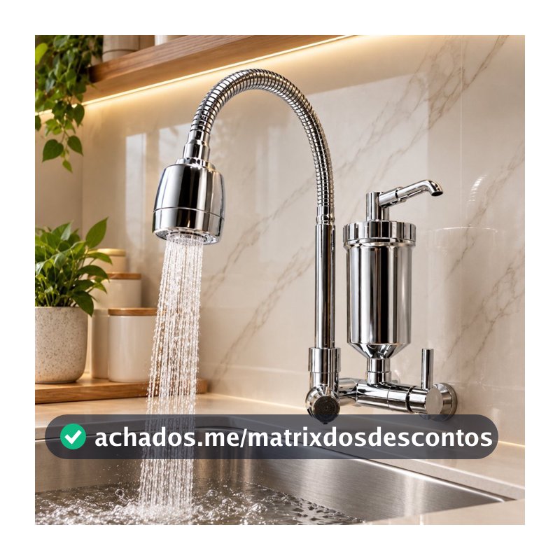 Torneira com Filtro Cozinha Parede Gourmet ABS Resistente e Filtragem de Carvão Ativado