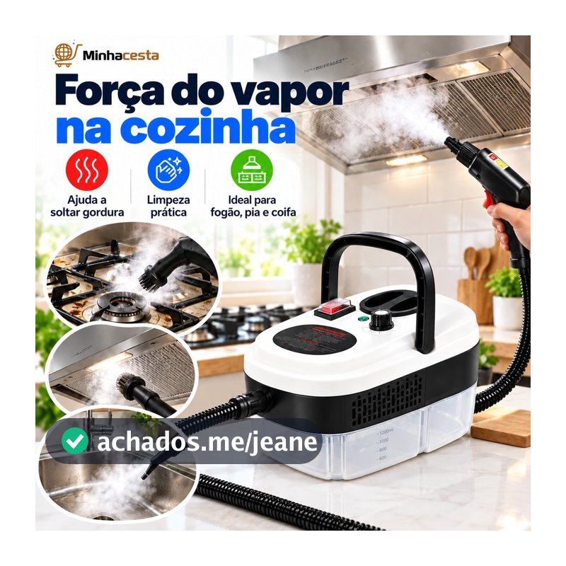 Limpador a Vapor 1500W 110V Limpeza Potente e Desinfecção Tensão Única - D14