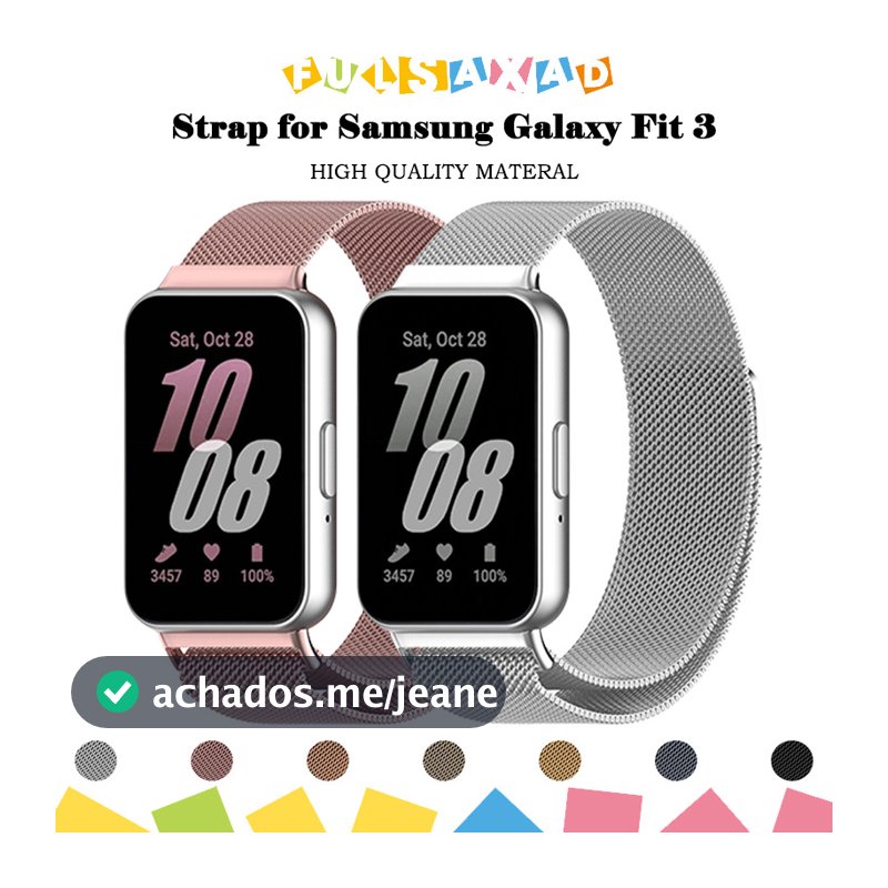 Pulseira De Metal Aço Magnético Milanesa Para Relógio Smartwatch Samsung Galaxy Fit 3 Strap Aço Inoxidável Metal