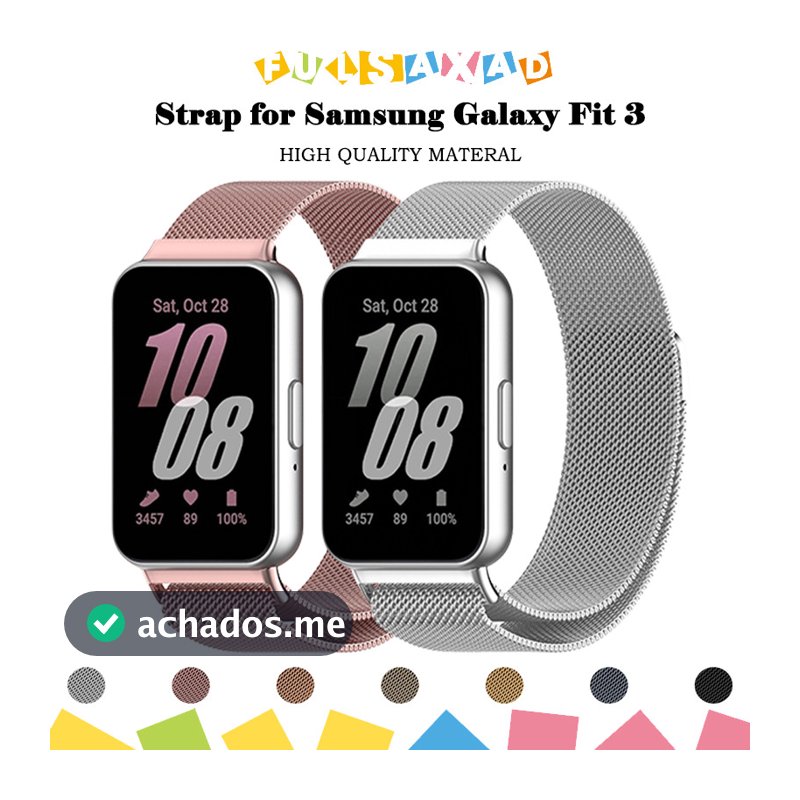 Pulseira De Metal Aço Magnético Milanesa Para Relógio Smartwatch Samsung Galaxy Fit 3 Strap Aço Inoxidável Metal