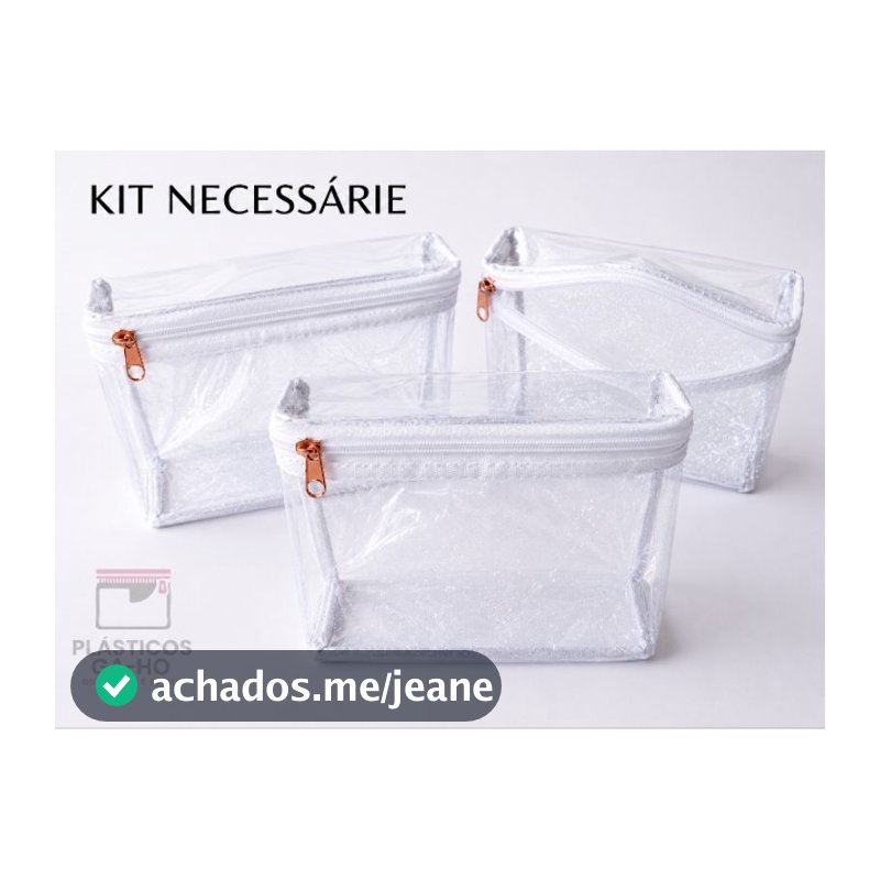 Kit c/ 25 Necessaire Viés transparente e Zíper branco - Organizador Multiuso Lembrancinha Festa Brinde Maquiagem Bolsa
