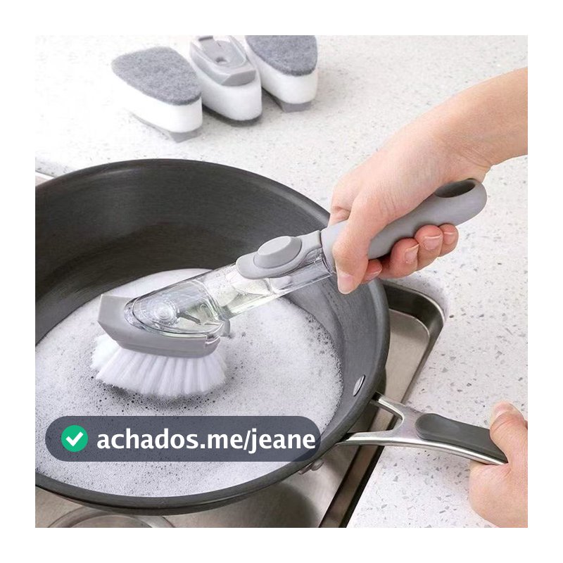 Escova de Limpeza com Dispenser de Sabão Líquido – 2 em 1 para Louça, Pia, Cozinha e Banheiro