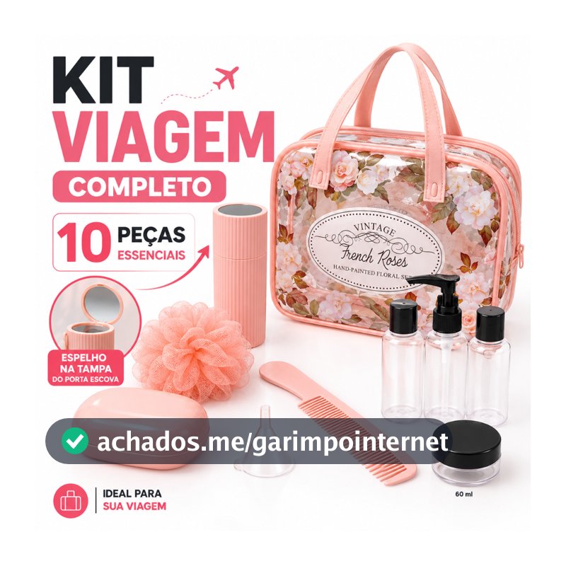 Kit Viagem Com Necessaire Frascos Higiene Pessoal Creme Shampoo Saboneteira