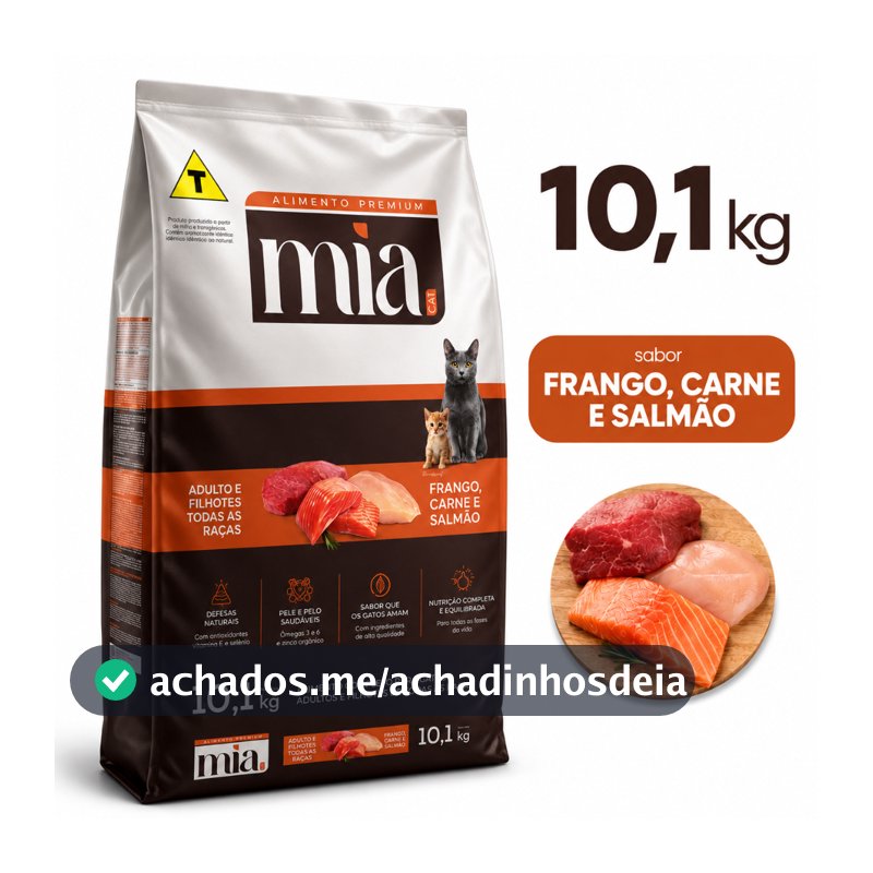 Ração Gato MiaCat Todas As Raças Filhote e Adulto 27g Proteína Sem Corante
