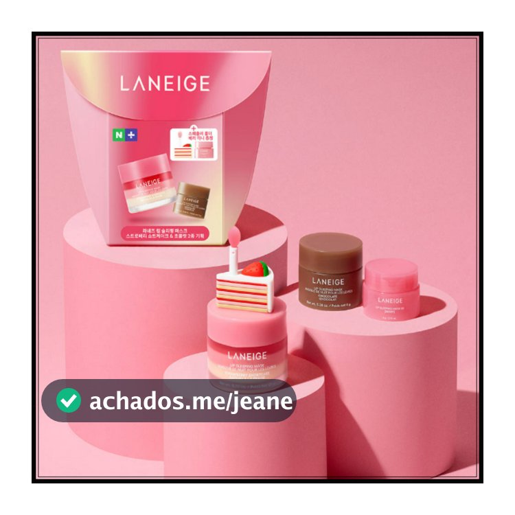 [LANEIGE] Conjunto Duo De Máscara Labial Para Dormir Shortcake De Morango 20g + Chocolate 8g (Gift Berry 3g + Porta Espá
