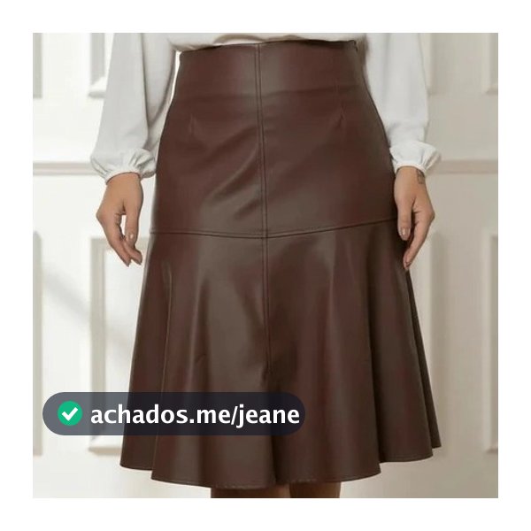 Saia Midi Feminina Evase Godê couro Cintura com Revel zíper lateral Moda Evangélica M G GG PROMOÇÃO