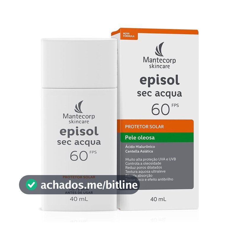 Protetor Solar Facial Episol Sec Acqua Sem Cor FPS 60 - 40mL