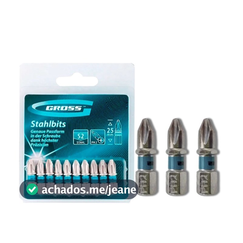 Jogo Bits Parafusadeira Magnético Philips Ph2 25mm Gross 10 Pcs Aço Ponta Philips Ponteira Imã 1/4