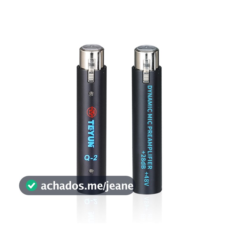 TEYUN Q-2 Pré-amplificador Para Microfone Dinâmico Techoon Classe A de +28dB Baixo Ruído Phantom Power 48V