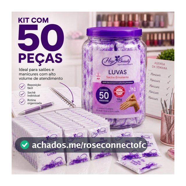 Luvas No Pote Com Creme Emoliente - 50 Pares - Kit Manicure