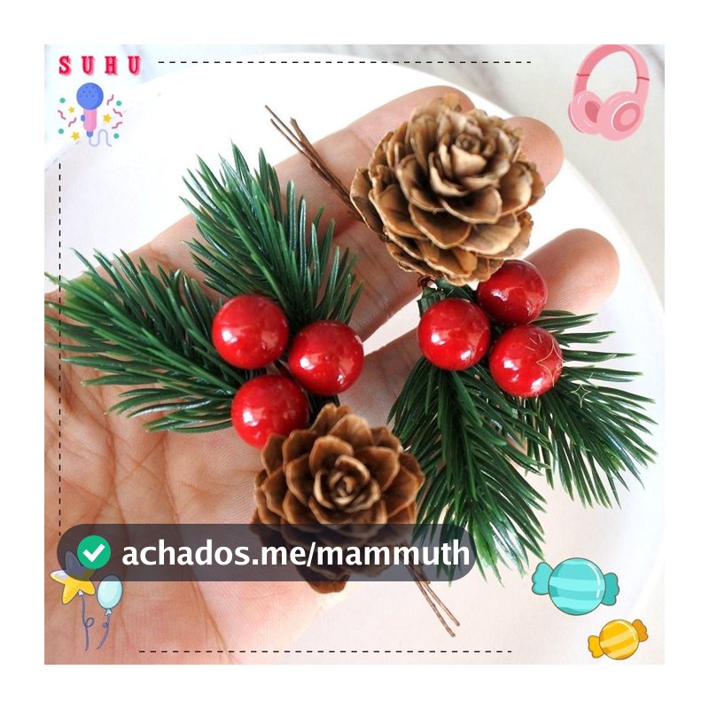 SUHU 10 Peças De Enfeite De Natal , Decoração Floral Artificial De Baga Vermelha , Pinha