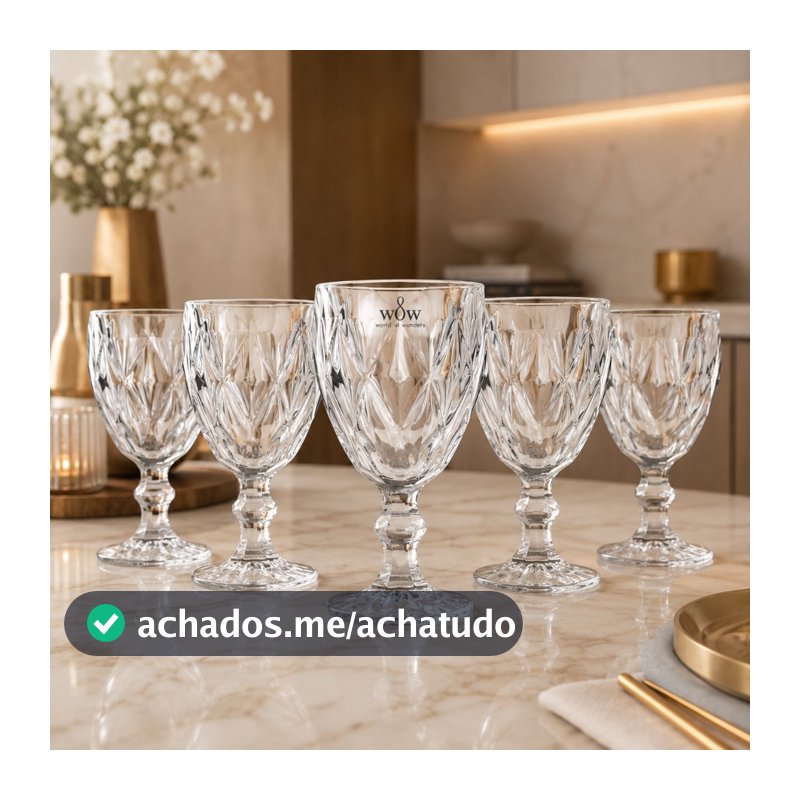 Jogo De Taças De Vidro Diamond Cristal 330 ml 6 Peças