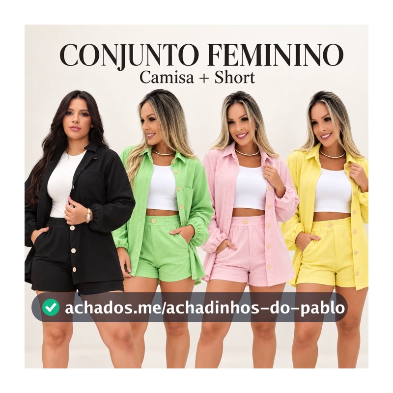 Conjunto Feminino Elegante Blazer + Short Azul bebe Estilo Social Chic Moda 2026