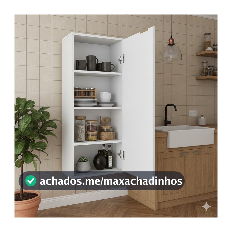 Armário Suspenso Multiuso para Cozinha com 1 Porta e com Prateleiras