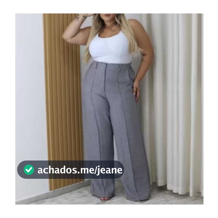 CALÇA PANTALONA FEMININO DUNA WIDE LEG PLUS SIZE COM BOTAO