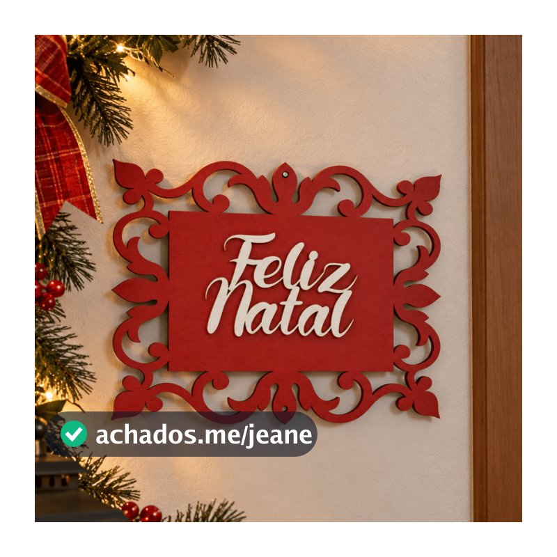 Placa Decorativa Enfeite De Natal Para Porta Decoração Natalina Feliz Natal Em MDF