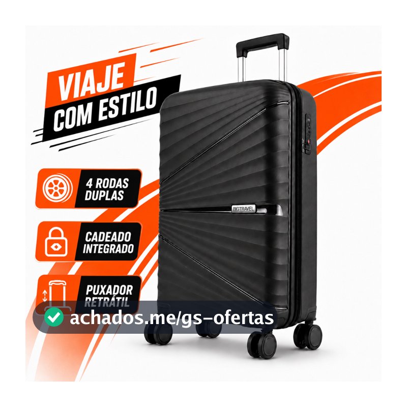 Mala Viagem 10KG Polipropileno Cadeado TSA Porta USB/C Porta copo Rodinha dupla Puxador Alça